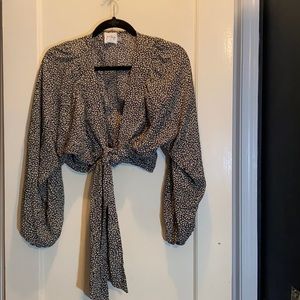 Princess Polly Black&White Tie Top